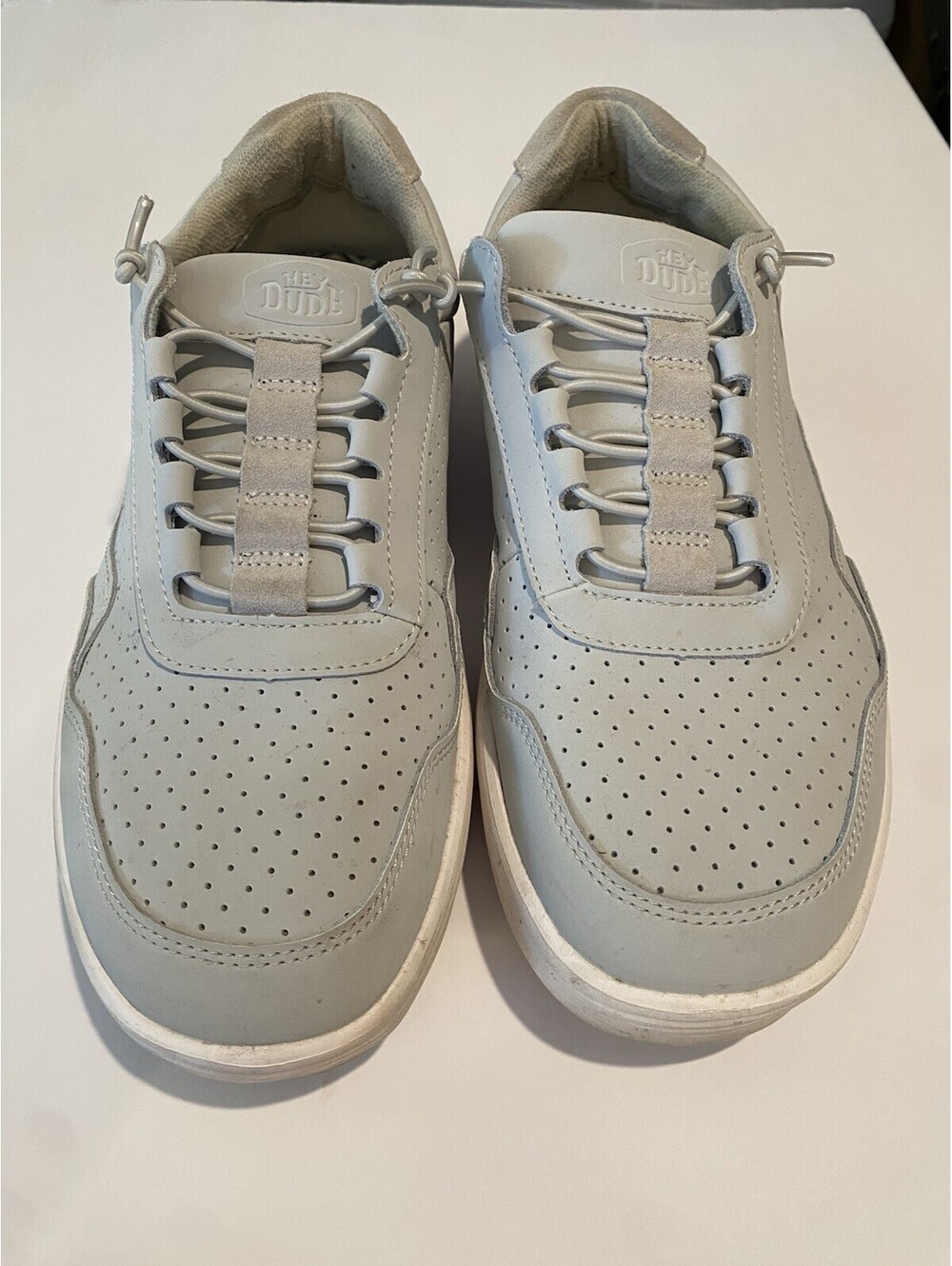 Hey Dude Men’s 9 Hudson Leather Shoes Atmosphere Bone Gray Lux Lift